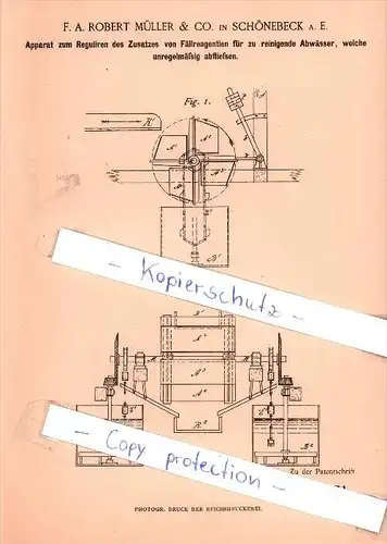 Original Patent - F. A. R. Müller & Co. in Schönebeck a. E. , 1885 , Fällreagentien für Abwässer !!!