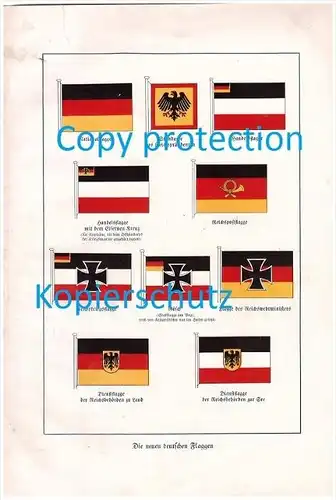 original Tafel der deutschen Flaggen , 1925 , Reichskriegsflagge , Flaggen !!!