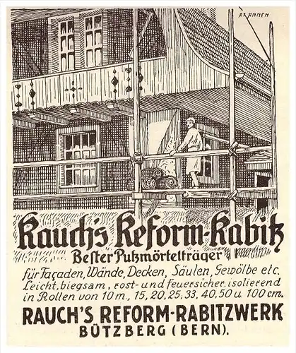 original Werbung - 1926 - Reform-Rabitz , Rabitzwerk Rauch in Bützberg , Bern , Bau !!!