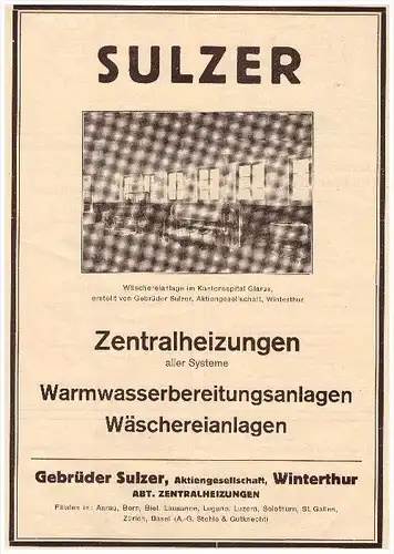 original Werbung - 1927 - Gebrüder Sulzer in Winterthur , Heizungen , Heizungsbau !!!