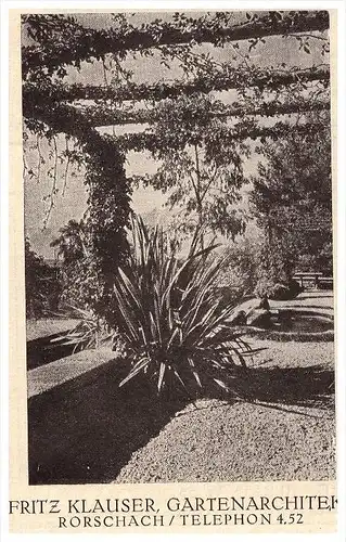 original Werbung - 1927 -  Fritz Klauser in Rorschach , Gartenarchitekt , Garten , Architektur !!!