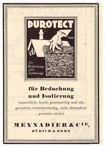 original Werbung - 1927 - Meynadier & Cie in Zürich & Bern , Bedachung , Isolierung , Altstetten-Zürich !!!