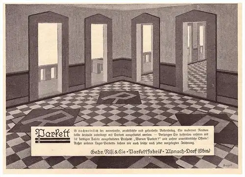 original Werbung - 1927 - Gebr. Risi & Cie in Alpnach Dorf , Parkett-Fabrik , Obwalden !!!