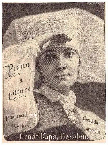 original Werbung - 1888 - Ernst Kaps in Dresden , Piano a pittura , Klavier , Flügel !!