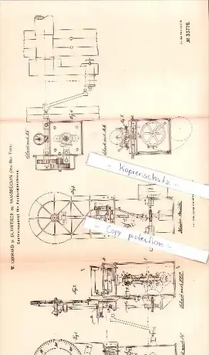 Original Patent  - W. Gerhard in Dudweiler bei Saarbrücken , Reg.-Bez. Trier , 1885 ,  !!!