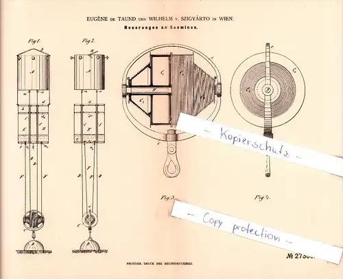 Original Patent  - E. de Taund und W. v. Szigyarto in Wien , 1883 , Neuerungen an Seeminen , Mine , Seemine !!!
