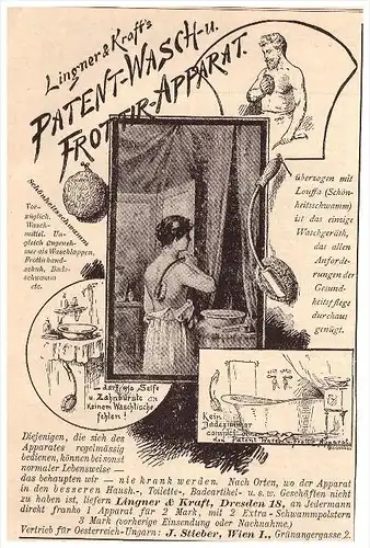 original Werbung - 1888 - Patent-Wasch- und Frottierapparat , Lingner & Kraft in Dresden !!!