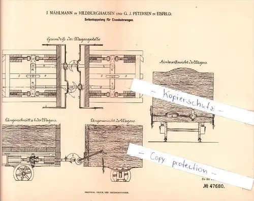 Original Patent  - J. Mählmann in Hildburghausen und G. J. Petersen in Eisfeld , 1888 , !!!