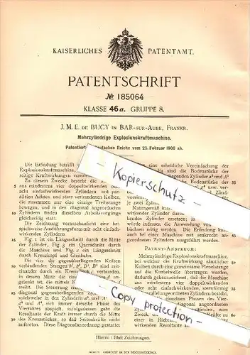 Original Patent - J.M.E. de Bucy à  Bar-sur-Aube , 1906 , moteur multicylindre !!!