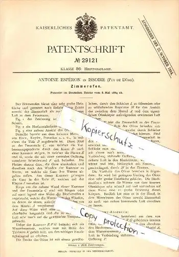 Original Patent - Antoine Espéron à Issoire , Puy de Dome , 1884 , chambres four !!!