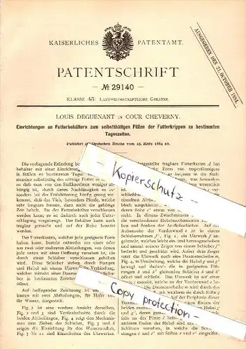 Original Patent - Louis Deguenant à Cour-Cheverny , 1884 , Dispositif de remplissage pour le récipient alimentaire !!!