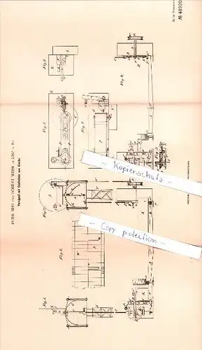 Original Patent  - P. Neu und R. Weise in Linz a. Rhein , 1889 , Vorsignal mit Controluhr und Glocke , Eisenbahn !!!