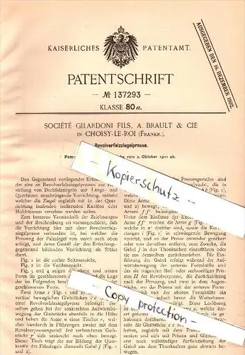 Original Patent - Société Gilardoni Fils, A. Brault & Cie à Choisy le Roi , 1900 , brique de presse , tuile !!!