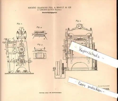 Original Patent - Société Gilardoni Fils, A. Brault & Cie à Choisy le Roi , 1900 , brique de presse , tuile !!!
