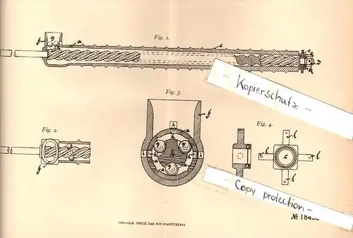 Original Patent - G. König und A. Gützlaff in Grube Reden b. Ottweiler , 1906, Apparat für Gestein , Zeche , Bergbau !!!