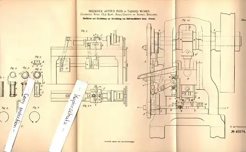 Original Patent -F.A. Ellis in Tabard Works , Glengall Road , 1888 , Old Kent Road , Surrey , umbrella manufacturing !!!