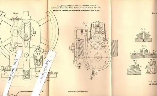 Original Patent -F.A. Ellis in Tabard Works , Glengall Road , 1888 , Old Kent Road , Surrey , umbrella manufacturing !!!