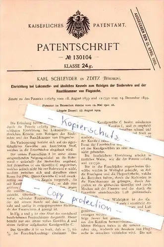 Original Patent  - Karl Schleyder in Zditz / Zdice , Böhmen , 1901 , Reinigen von Siederohren , Eisenbahn , Lokomotive !