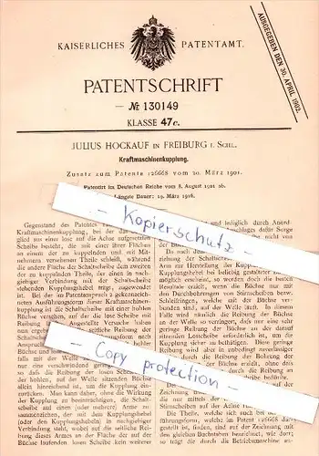 Original Patent  - Julius Hockauf in Freiburg / Swiebodzice , 1916 , Kraftmaschinenkupplung !!!