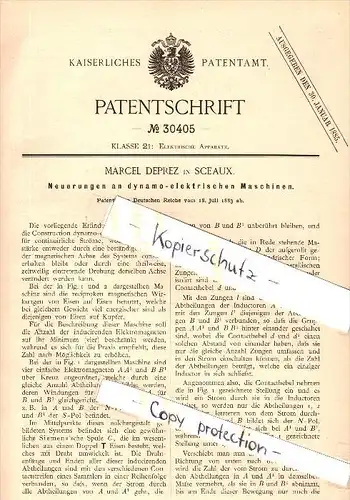 Original Patent - Marcel Deprez à Sceaux , 1883 , La machine dynamo-électrique , moteur électrique !!!