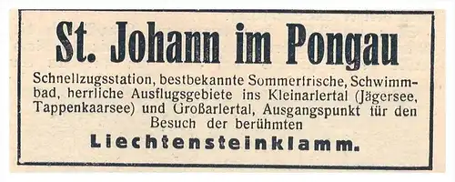 original Werbung - 1927 -St. Johann im Pongau !!!