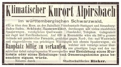 original Werbung - 1904 - Sanatorium Alpirsbach b. Freudenstadt , Nervenarzt , Arzt , Apotheke !!!