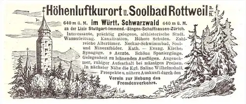 original Werbung - 1904 - Soolbad Rottweil a.N. , Kur , Heilanstalt , Arzt , Apotheke !