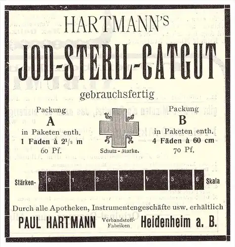 original Werbung - 1911 - Hartmann Jod - Steril , Erste Hilfe , First Aid , Heidenheim a. Brenz , Arzt , Apotheke !!!