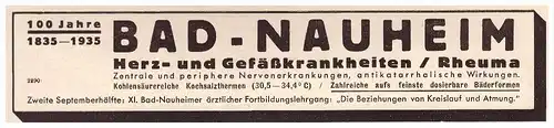 original Werbung - 1935 - Bad Nauheim , Rheuma , Arzt , Krankenhaus , Apotheke !!