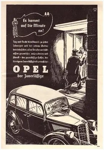 original Werbung - 1935 - OPEL - Krankenwagen , Arzt , Oldtimer !!