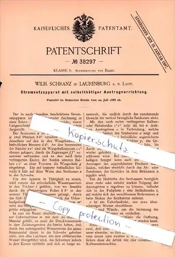 Original Patent - Wilh. Schranz in Lauenburg a.d. Lahn , 1886 ,  Aufbereitung von Erzen !!!