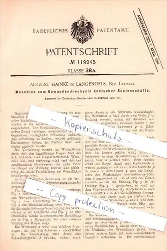 Original Patent - August Hainke in Langenoels / Olszyna , 1900 , Maschine zum Drechseln von Säulen , Tischlerei !!!