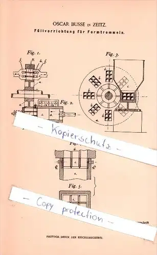 Original Patent  - Oscar Busse in Zeitz , 1902 ,  Füllvorrichtung für Formtrommeln !!!