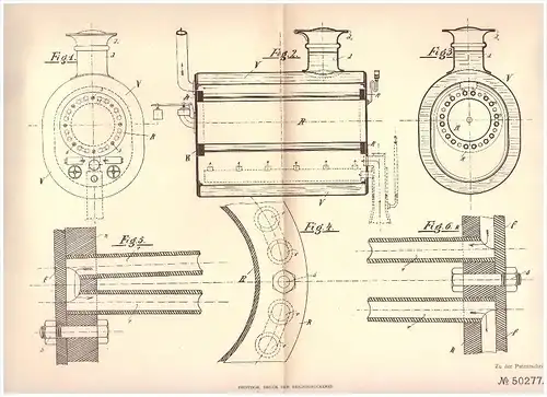 Original Patent - Karl Geiger in Schorndorf , 1889 , Dampfkessel nebst Ausrüstung !!!
