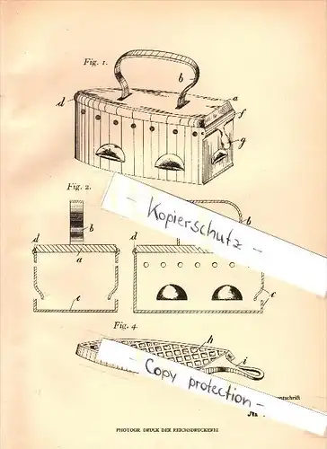 Original Patent - Ludwig Fröhlich in Groß Zimmern i. Hessen , 1906 , Bolzen- und Kohlenbügeleisen , Bügeleisen !!!