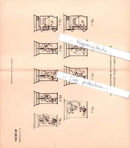 Original Patent - Dr. M. Lang in Loga b. Leer , Ostfriesland , 1895 , Reguliervorrichtung für Dauerbrand - Oefen!!!