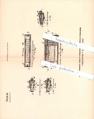 Original Patent - Carl Essbach in Brunndöbra , 1886 , Mundharmonika , Musik , Musikinstrumente !!!