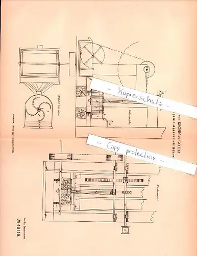 Original Patent - von Krohn in Gotha , 1887 , Amalgamir - Apparat mit Rührwerk!!!