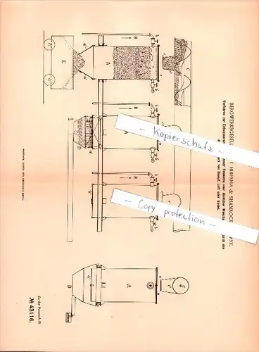 Original Patent - Hibernia & Shamrock in Herne , 1887 , Aufbereitung von Erzen , Bergwerk , Bergbau !!!