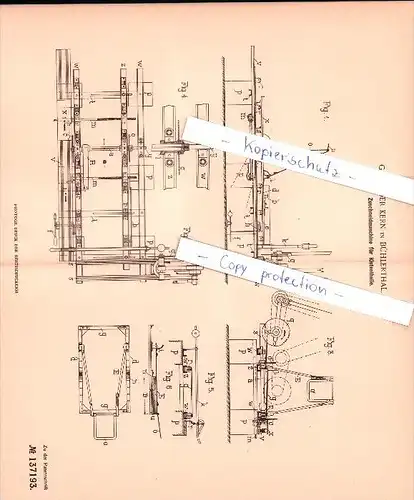 Original Patent - Gebrüder Kern in Bühlertal, Baden , 1901 , Zuschneidmaschine für Kistenteile !!!