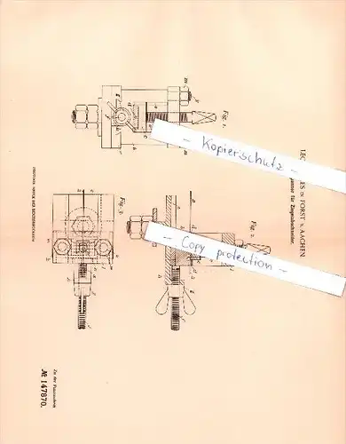 Original Patent - Leo Kerres in Forst b. Aachen , 1902 , Drahstpanner für Ziegelabschneider , Ziegelei !!!