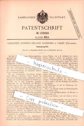 Original Patent - Ch.A. Andersen in Valby b. Kopenhagen , 1901 , Schleudergefäß !!!