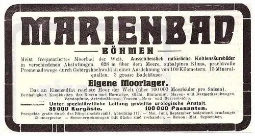 original Werbung - 1914 - Marienbad / Marianske Lazne , Kur , Arzt , Apotheke !!!