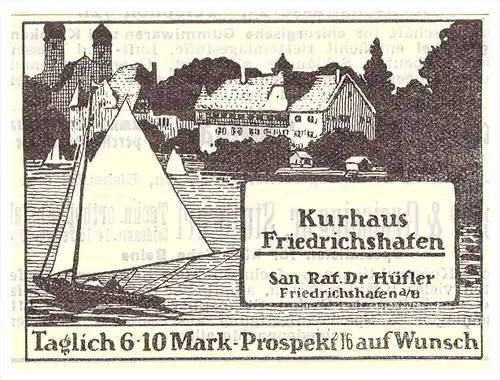 original Werbung - 1914 - Kurhaus Friedrichshafen , Dr. Hüfler , Arzt , Apotheke !!!