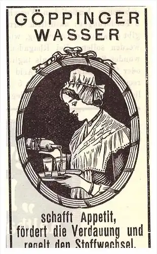 original Werbung - 1914 - Göppinger Wasser , Göppingen , Mineralwasser , Arzt , Apotheke !!!