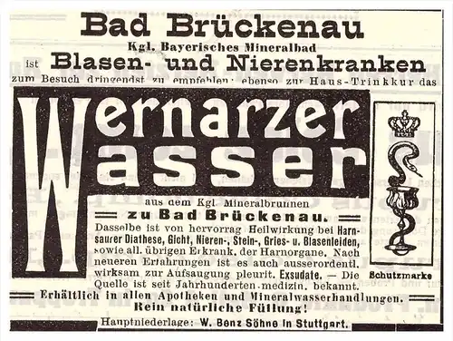 original Werbung - 1914 - Wernazer Wasser , Bad Brückenau , Mineralbad  , Arzt , Apotheke !!!