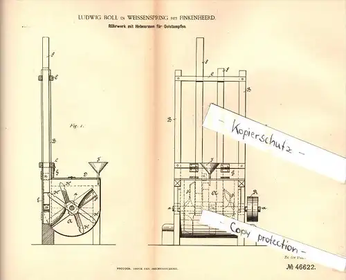 Original Patent - Ludwig Boll in Weißenspring / Groß Lindow bei Finkenheerd , 1888 , Rührwerk , Mühle , Brieskow !!!