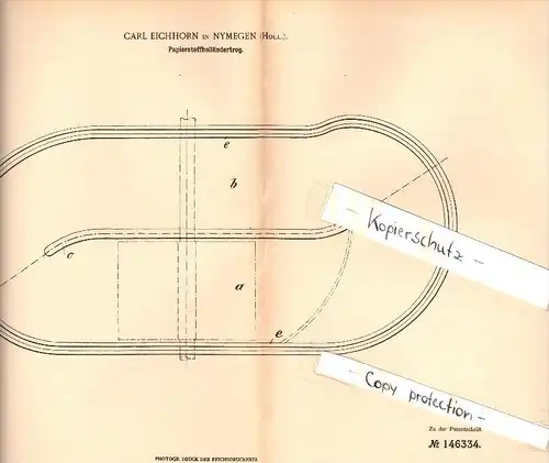 Original Patent - Carl Eichhorn in Nymegen / Nijmegen , Holland , 1902 , Papierstoff - Holländertrog , Papier !!!