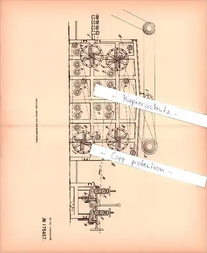 Original Patent - Paul Anlauft in Elsterberg a. Elster , 1904 , Kettengarnschlichtmaschin e mit Haspeln !!!