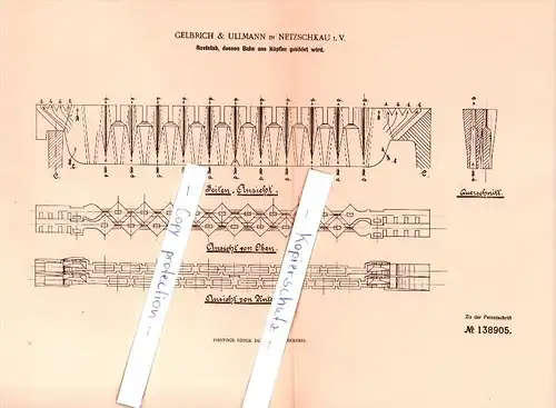 Original Patent - Gelbrich & Ullmann in Netzschkau i. Vogtland , 1901 , Roststab , Rost , Metallbau !!!